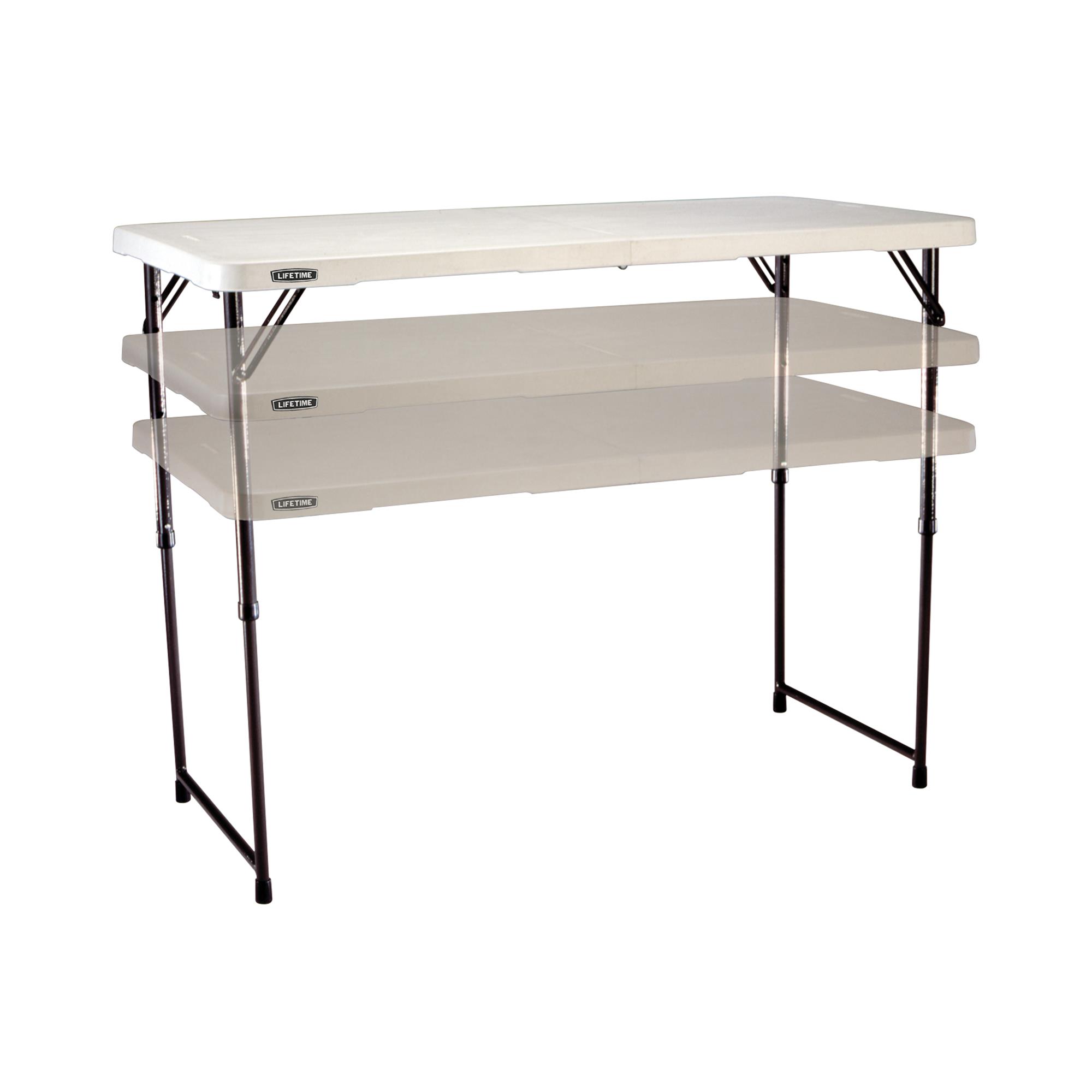 Lifetime semi-commercial folding table in half 122 cm with adjustable height (white granite) 4428