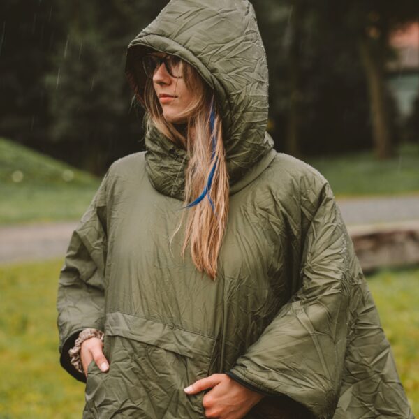 OFFLANDER PONCZO KEMPINGOWE OCIEPLANE WODOODPORNE ZIELONO-BRĄZOWE - obrazek 5